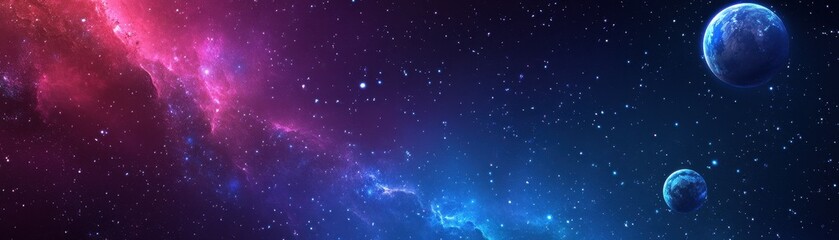 Obraz premium Majestic Cosmic Landscape with Celestial Bodies and Nebulae