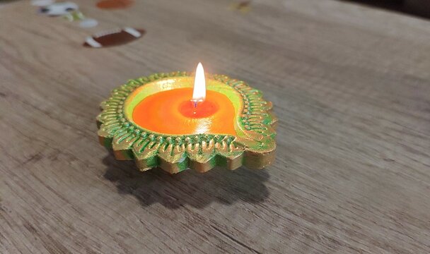 burning Diwali diya