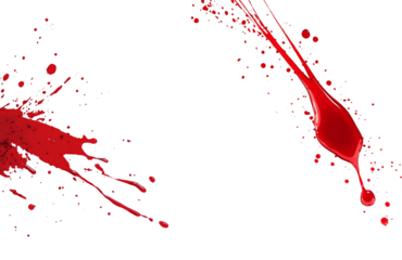 Blood splatter stain splash drop red bloodstain bleeding gore blood drip murder violence halloween horror scary spooky isolated background white backdrop texture pattern design element graphic