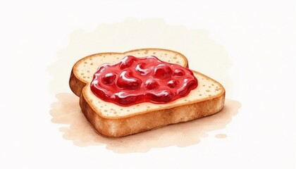 Slice of toast with rosehip jam illustration