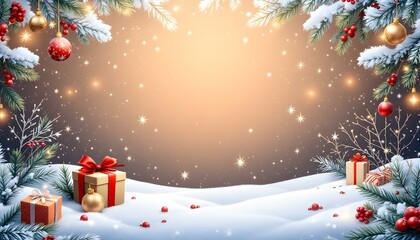 Merry Christmas background with xmas ball and tree