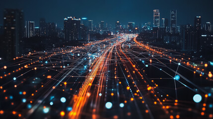 Fototapeta premium abstract professional business team people innovation connection of line from nail node to node on map background , networking concept