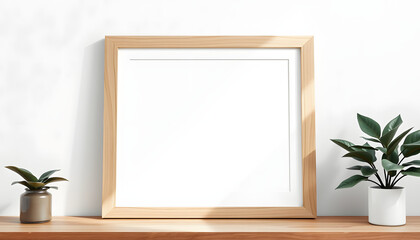 Wooden Frame 30x40 Mockup Studio Artistic isolated with white highlights, png