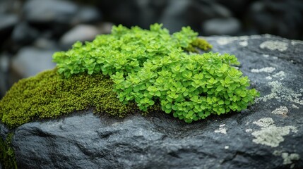 Lush Greenery on Rocky Surface in Nature
