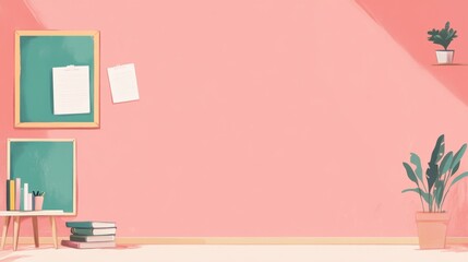 Minimalist Home Office Interior with Greenery Accents