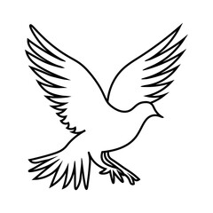 飛び立つ鳩の線画イラスト