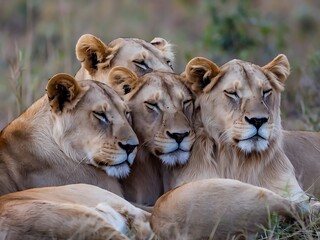 Group of Lions Together