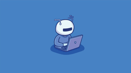 Fototapeta premium robot in a using of laptop