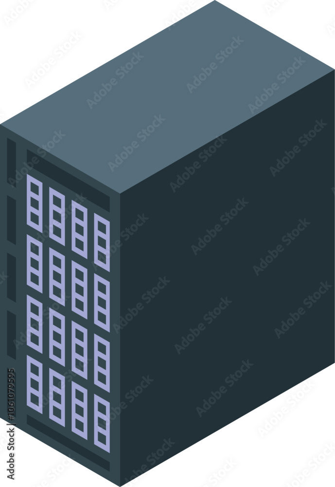Poster server rack unit with multiple slots for storing and processing data, ensuring efficient data manage