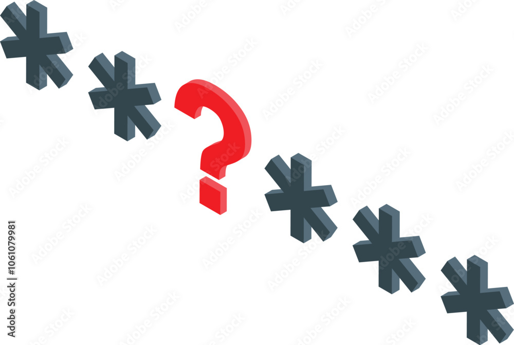 Poster red question mark replacing asterisk in password field, suggesting forgotten password and need for r