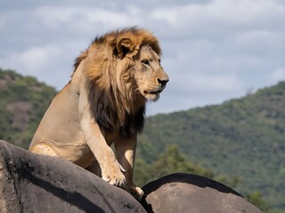 Lone Lion Staring into the Distance