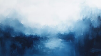 Fototapeta premium Abstract foggy, background, dark blue and white colors. The texture of the painting is smooth and soft, creating an atmosphere of mystery in nature