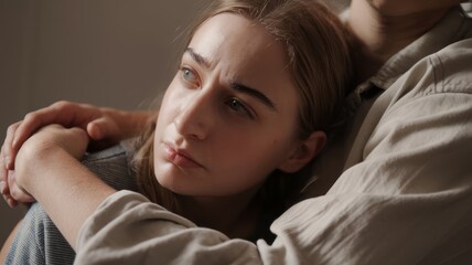 A woman being hugged for mental support