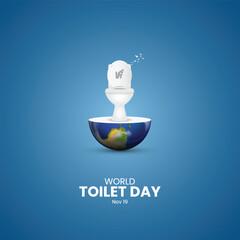 World Toilet Day 19 November. Toilet day creative concept design for banner, poster, 3d Illustration.
