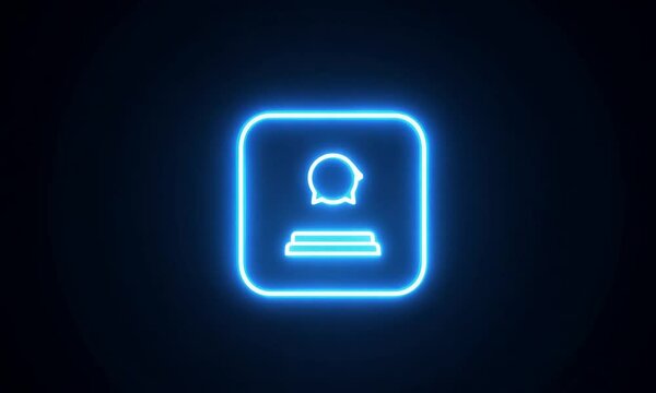Neon user aon icon glowing black background animation