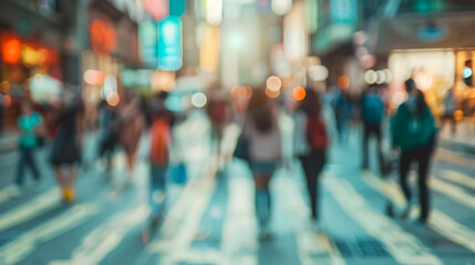 People Walking In The Street, Blurry - A blurry image of people walking in the street.