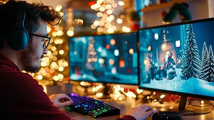 Gamer Holiday Themed Multiplayer Game Night Setup