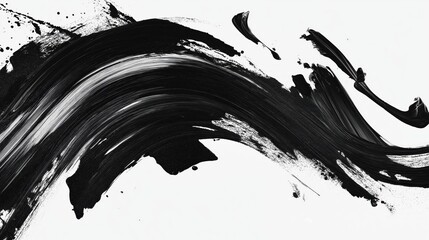 Abstract black in splash, paint, brush strokes, created by ai