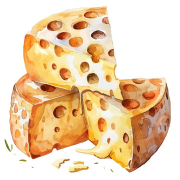 watercolor cheese slices, yellow, melting clip art preview