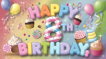 Sweet Happy 8th Birthday with Candies