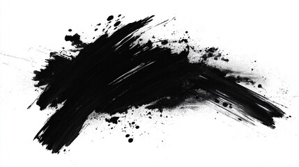 Abstract black in splash, paint, brush strokes, created by ai