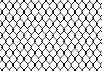 Naklejka premium Steel wire chain link fence seamless pattern. Metal lattice with rhombus, diamond shape silhouette. Grid fence background. Prison wire mesh seamless texture
