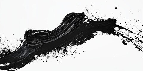 Abstract black in splash, paint, brush strokes, created by ai