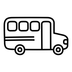 School bus black line icon handdrawn style