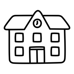 School building black line icon handdrawn style