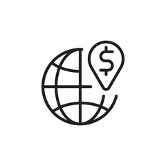 world money location pin icon sign vector