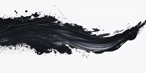 Abstract black in splash, paint, brush strokes, created by ai