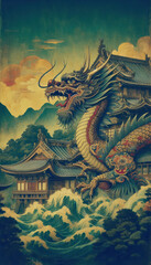 墨絵、日本画、浮世絵／龍（ドラゴン）