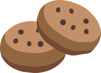 Two freshly baked chocolate chip cookies are stacked together, ready to be enjoyed as a sweet treat