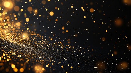 Obraz premium Sparkling gold dust on a black background