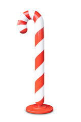 Large red and white candy on stand isolated on white background.