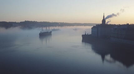 Misty Sunrise over the Historic Harbor
