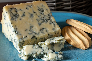 Cheese collection, English cow milk semi-soft, crumbly old stilton blue cheese