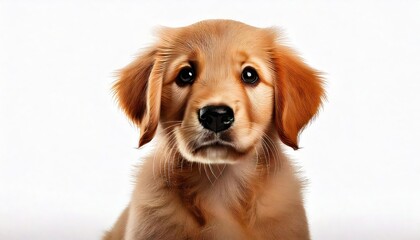 Adorable puppy of a beautiful Golden Retriever on a white background