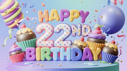 Colorful 22nd Birthday with Confetti