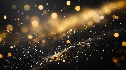 Naklejka premium Black Background with flowing golden glitter