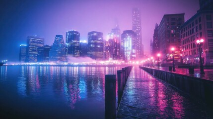 Obraz premium Enchanting Cityscape Under the Starry Night Sky