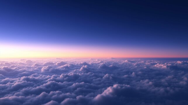 Twilight Sky with Clouds and Horizon at High Altitude