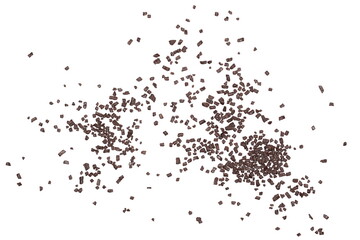 Chocolate sprinkles, granules isolated on white background and texture