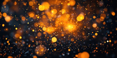 Obraz premium Glowing orange particles scattered throughout black night sky, creating a magical and dramatic burst of light.