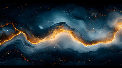 Abstract Background with Golden Waves and Stars