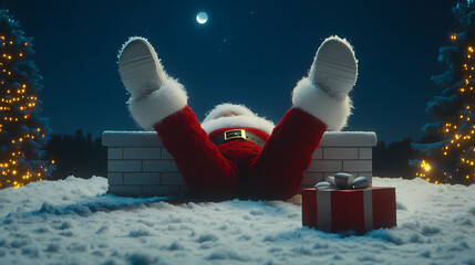 Santa's Silly Slip: A Hilarious Fall in the Snow!Santa fell on his back on the snow 