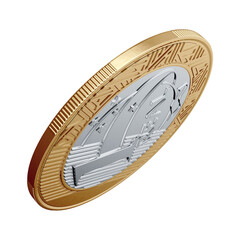 3D Floating Brazilian 1 Real Coin on Isolated Background