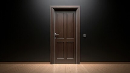 Mysterious Wooden Door in the Dark