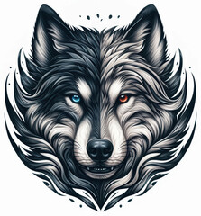 Fototapeta premium TRIBAL TATOO トライバル タトゥ 狼 wolf