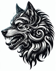 Obraz premium TRIBAL TATOO トライバル タトゥ 狼 wolf